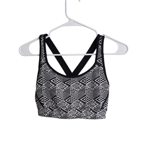 VSX Black and White Geometric Sports Bra - Picture 1 of 4